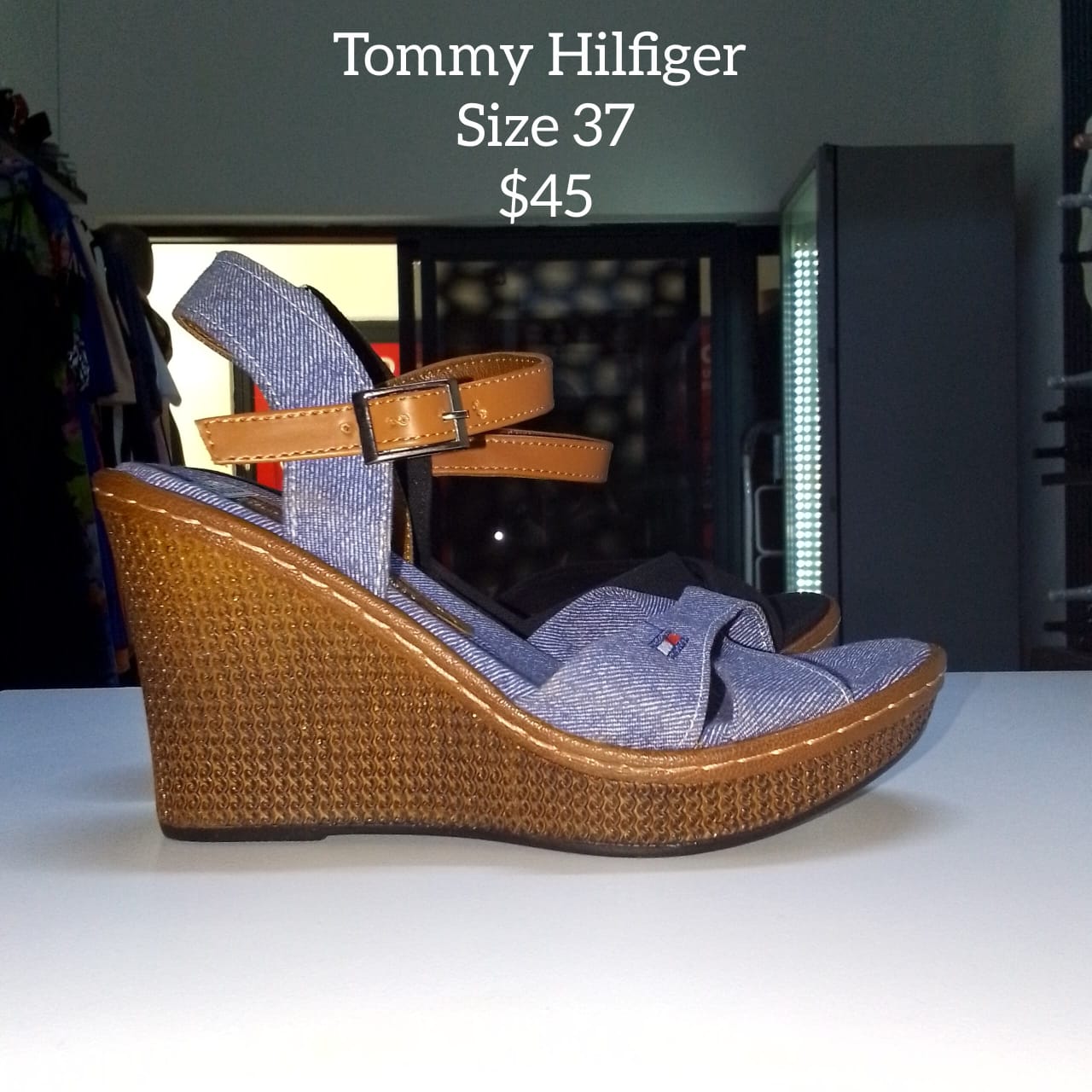 Tommy Hilfiger Denim Wedge Sandals (Size 37)