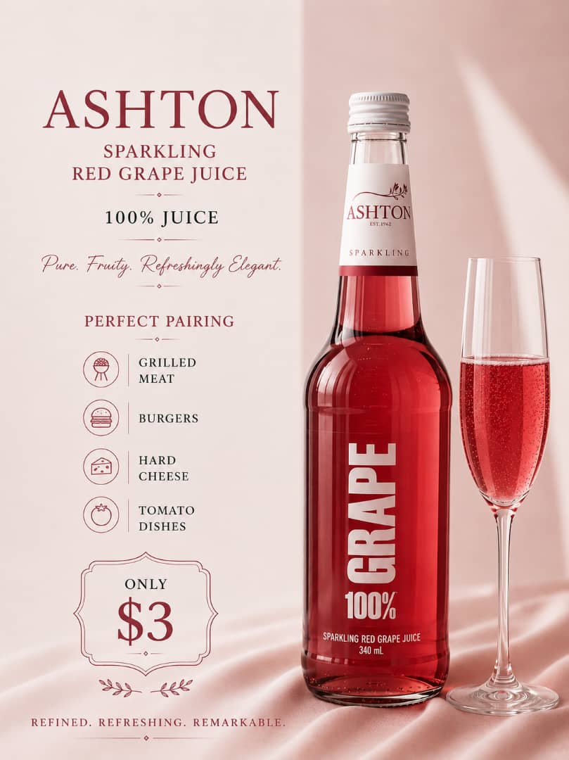 Ashton Sparkling Red Grape Juice 340ml